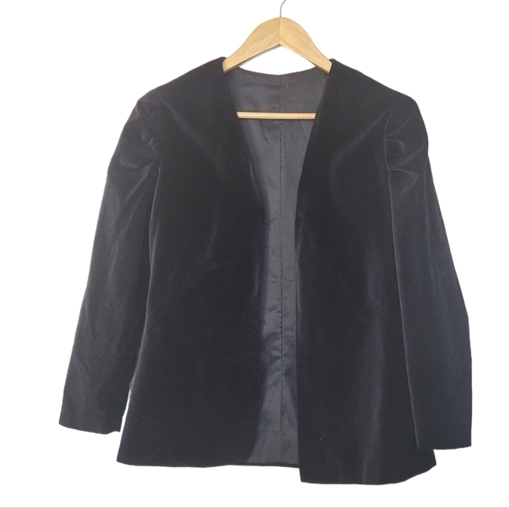 Vintage Velvet Open Blazer